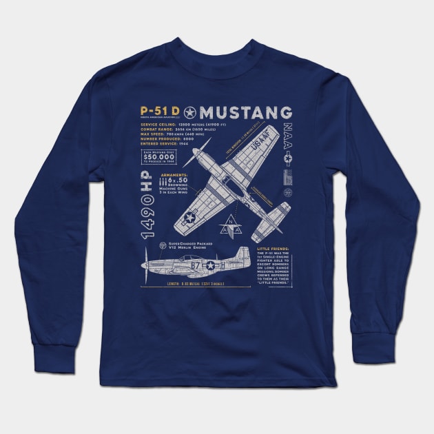 P-51 Mustang Long Sleeve T-Shirt by 909 Apparel